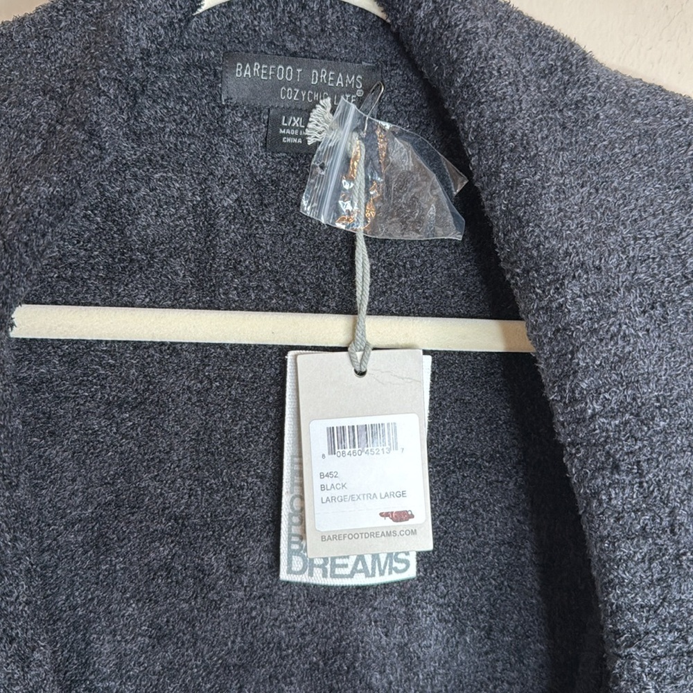 Barefoot Dreams Long Sleeve CozyChic Lite Circle Lounge Cardigan Style 452 Black - Picture 3 of 5